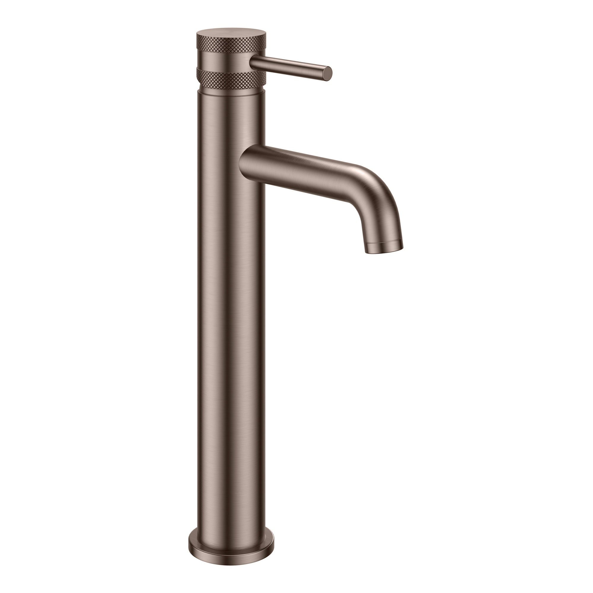 FNX Bathrooms Tall Basin Mixer Tap - Single Lever, Solid Brass, Brushed Bronze Finish (Includes Knurled Handle)