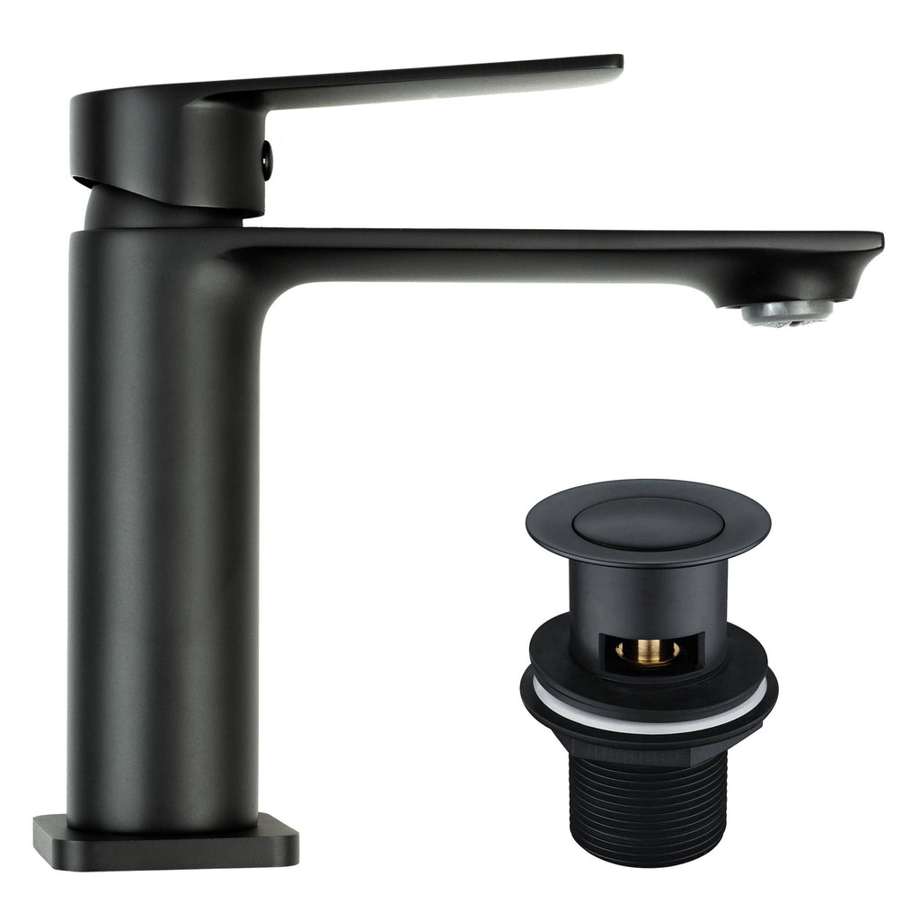 FNX Bathrooms Matt Black Tap Set: Basin Mixer & Bath Filler with Wastes - WRAS Approved, Modern Design