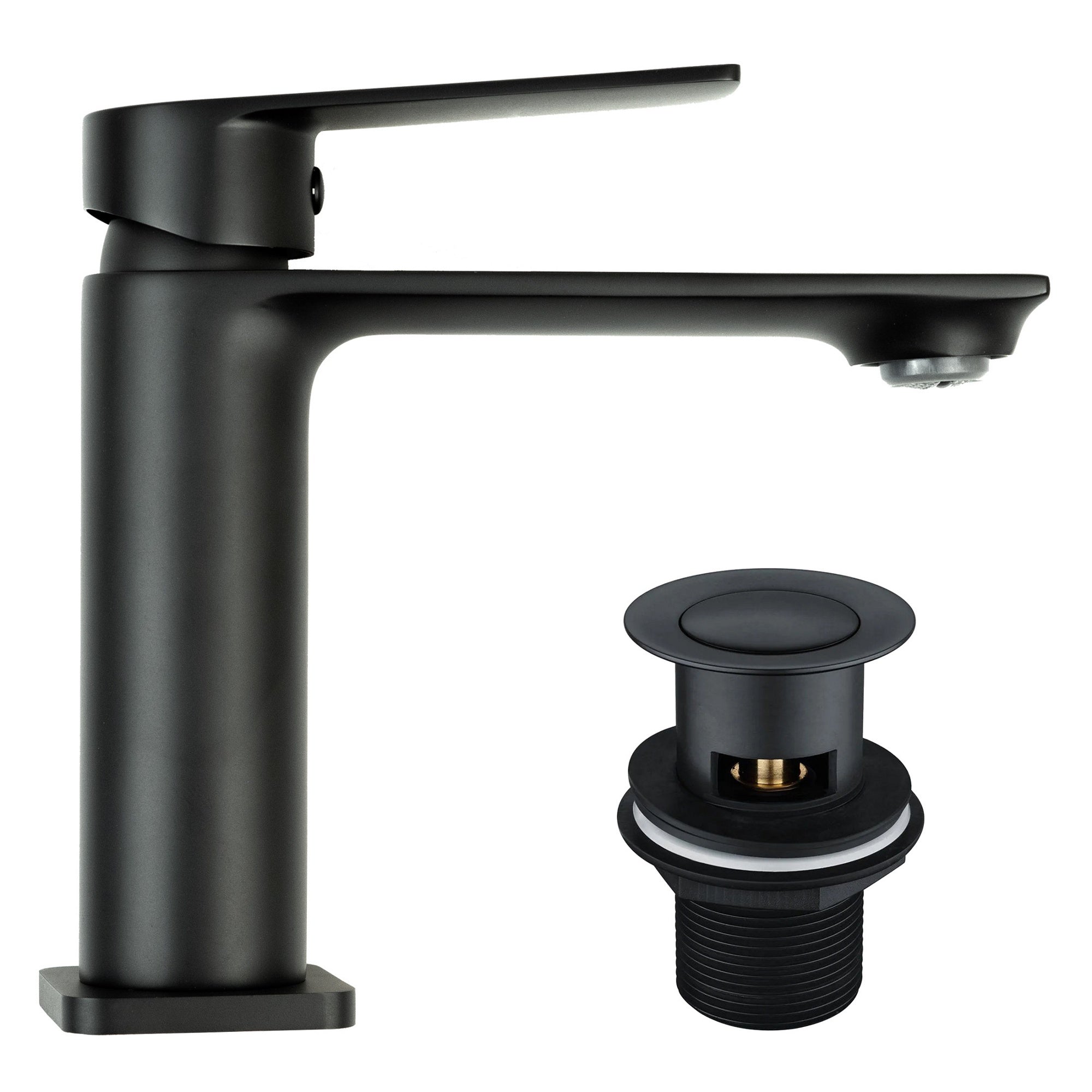 FNX Bathrooms Matt Black Tap Set: Basin Mixer & Bath Filler with Wastes - WRAS Approved, Modern Design