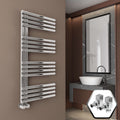 Bubly Bathrooms™ 500x1100 Chrome Designer Towel Rail Radiator with Square Angled Valves
