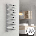 Bubly Bathrooms 500x1200 Chrome Designer Towel Warmer Radiator with Oval Tubes & Straight Valves