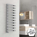 Bubly Bathrooms™ 500x1200mm Designer Chrome Towel Radiator - Steel Ladder Rail with Oval Tubes & Square Valves