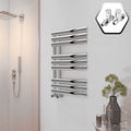Bubly Bathrooms™ Polished Chrome Designer Towel Rail Radiator, 500x1000mm, with Oval Tubes & Straight Valves