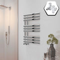 Bubly Bathrooms™ Chrome Designer Towel Radiator 500x1000mm, Steel Ladder Rail with Angled Valves