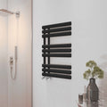 Bubly Bathrooms™ 500x1000mm Designer Matt Black Steel Towel Rail Radiator with Oval Tubes