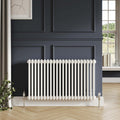 Bubly Bathrooms Steel 2 Column Horizontal Radiator 600x1010mm with Matching Feet - White