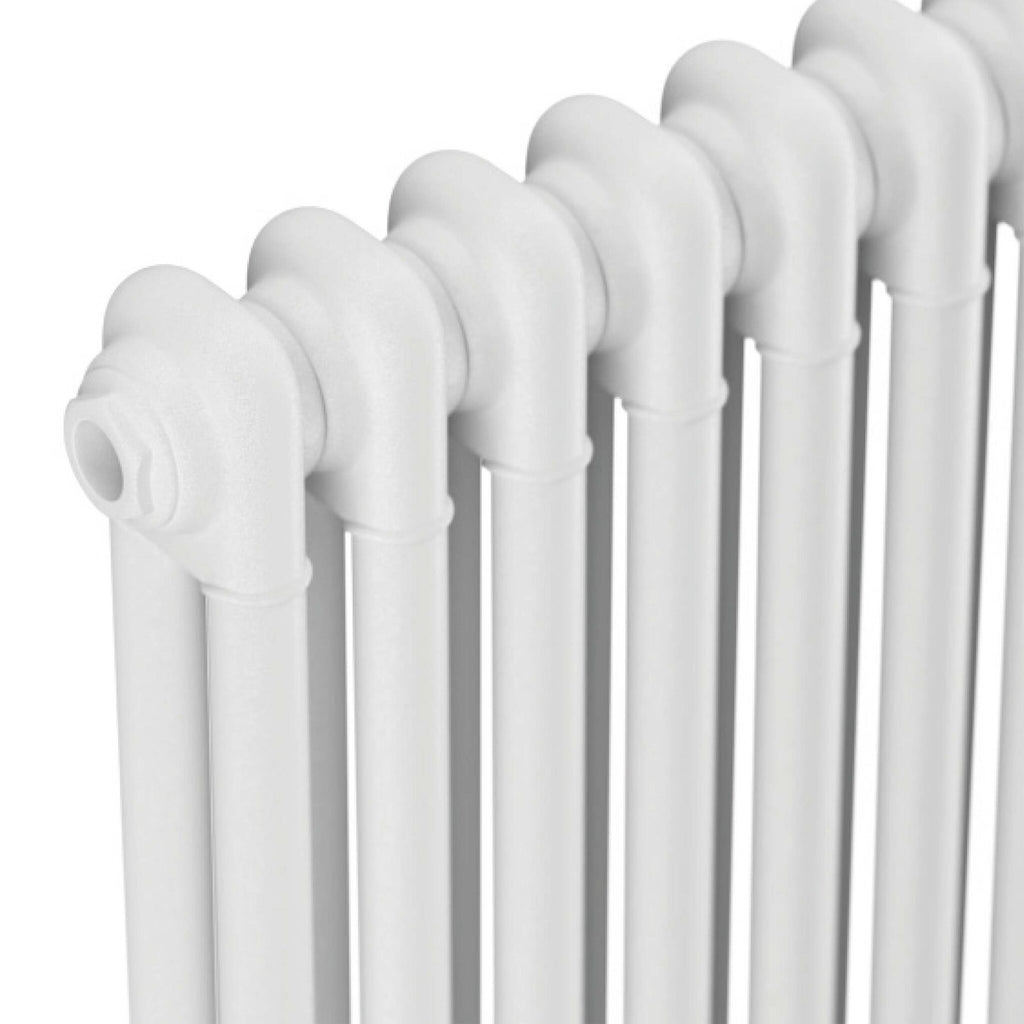 Bubly Bathrooms Steel 2 Column Horizontal Radiator 600x1010mm with Matching Feet - White