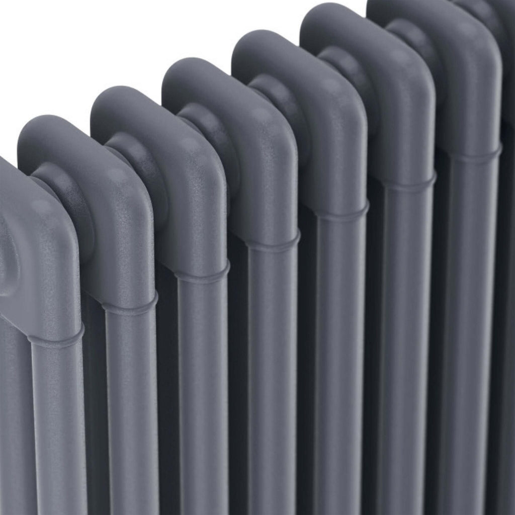 Bubly Bathrooms™ Anthracite Steel 3-Column Horizontal Radiator with Matching Feet - 600x830mm