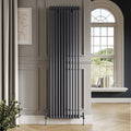 Bubly Bathrooms™ Vertical Column Radiator 1800x335mm - 2 Column Steel, Anthracite with Matching Feet