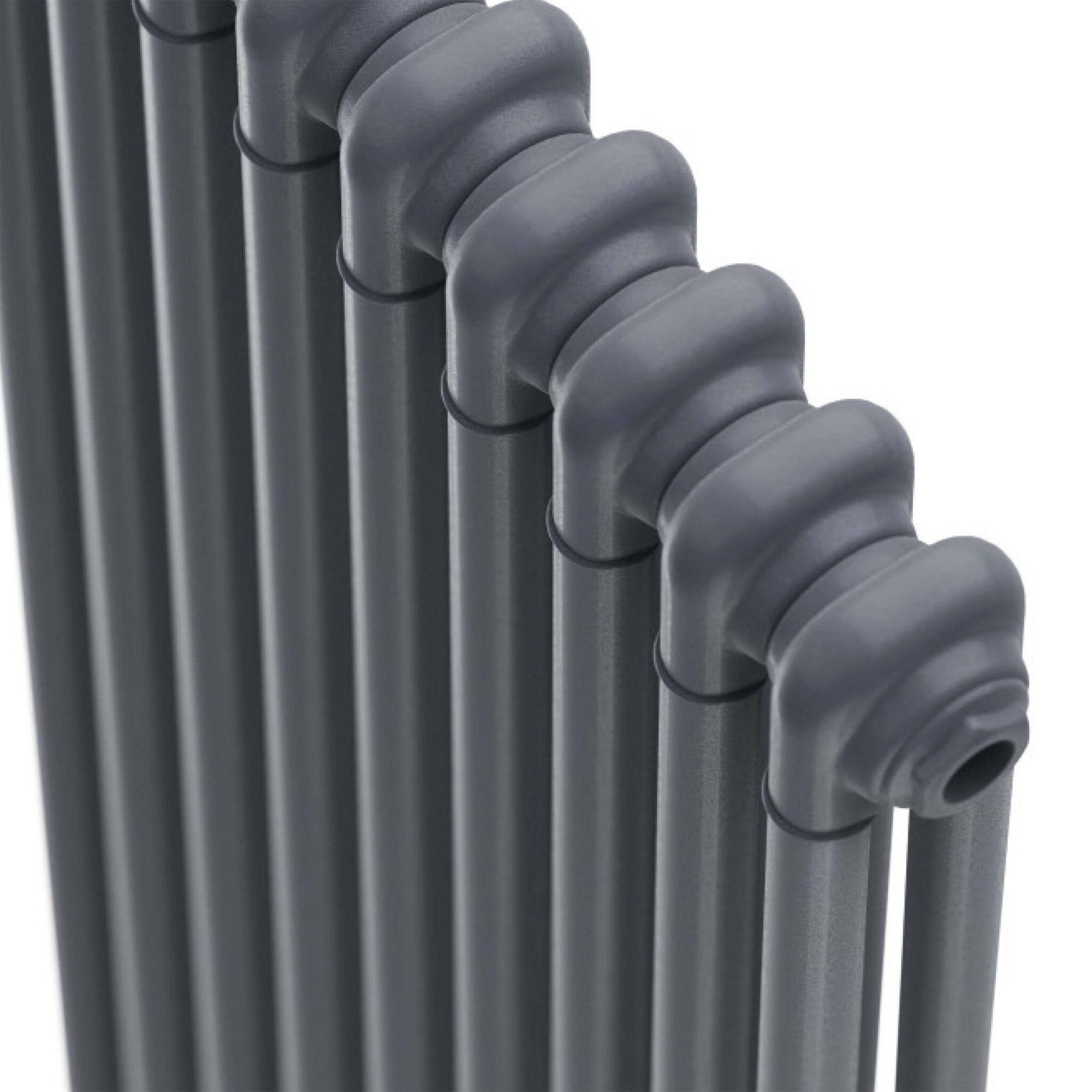 Bubly Bathrooms™ Vertical Column Radiator 1800x335mm - 2 Column Steel, Anthracite with Matching Feet