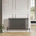 Bubly Bathrooms™ Raw Metal 2 Column Horizontal Radiator 600x636mm with Matching Feet