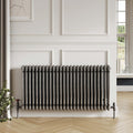 Bubly Bathrooms™ Raw Metal Steel 3-Column Horizontal Radiator, 600x1010mm, with Matching Feet