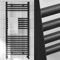 Bubly Bathrooms™ Contemporary Matt Black Heated Towel Rail Radiator 500 x 1200mm (Ladder Style)