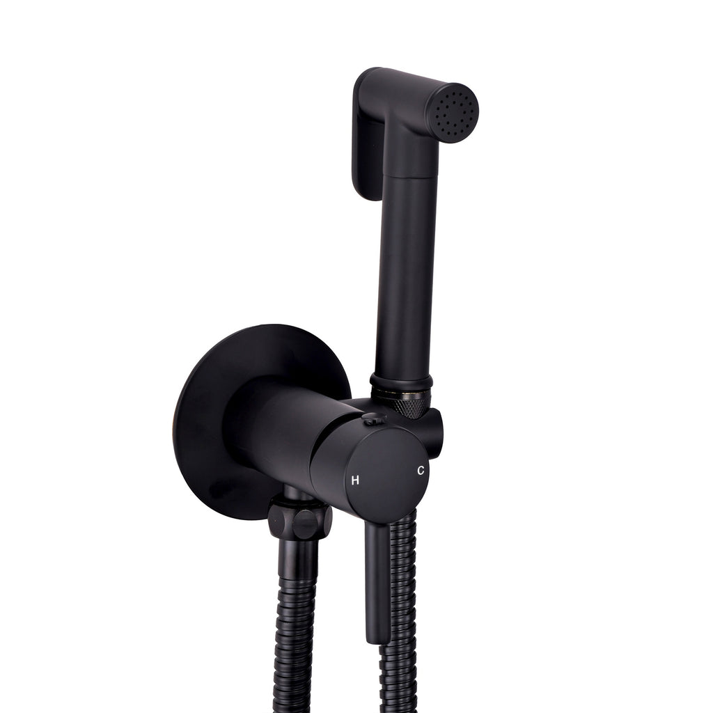 Matt Black Wall-Mounted Douche Bidet Spray & Mixer Valve Set, Hygienic Handset for Bathroom