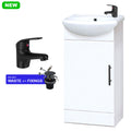 Gloss White 400mm Freestanding Bathroom Vanity Unit with Basin, Black Tap & Waste Set