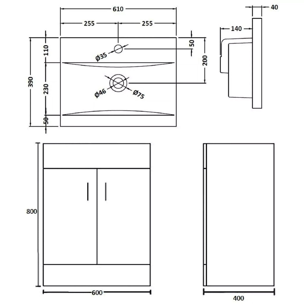 FNX Modern Bathroom Suite 1700x700 Bath & Vanity Unit, Matt Black Shower, Taps & WC, Durable & Stylish
