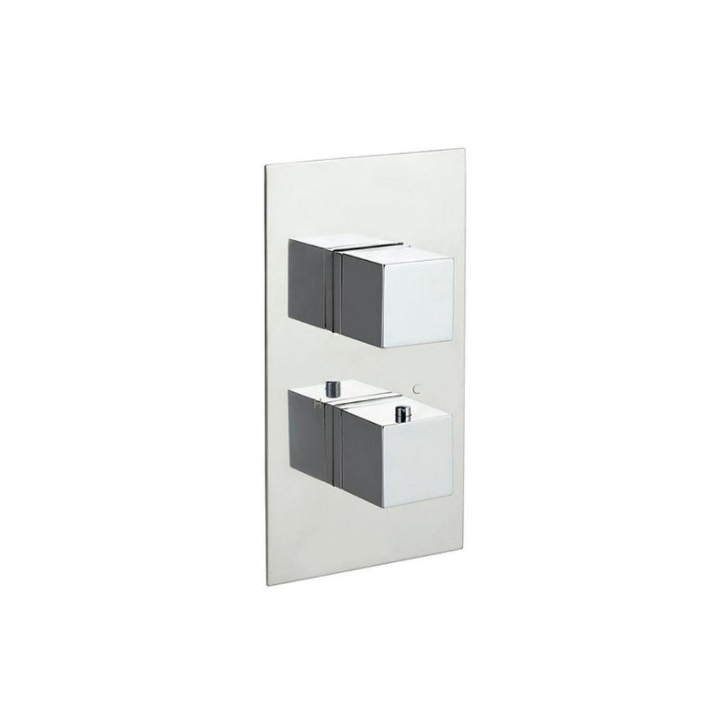 Bubly Bathrooms Athena Thermostatic Concealed Shower Valve with 2 Handles & 2 Outlets, Polished Chrome Finish