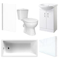 Modern 3-Piece Bathroom Suite: 1700x700 Bath, WC & 550mm Gloss White Vanity Unit - Complete Set