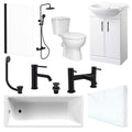 Bubly Bathrooms™ Complete Bathroom Suite: 1700mm Bath, 550mm Vanity, WC & Matt Black Shower & Taps