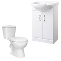 Bubly Bathrooms™ 550mm Gloss White Vanity Unit & Close Coupled WC Toilet Set with Dual Flush - Complete Bathroom Suite