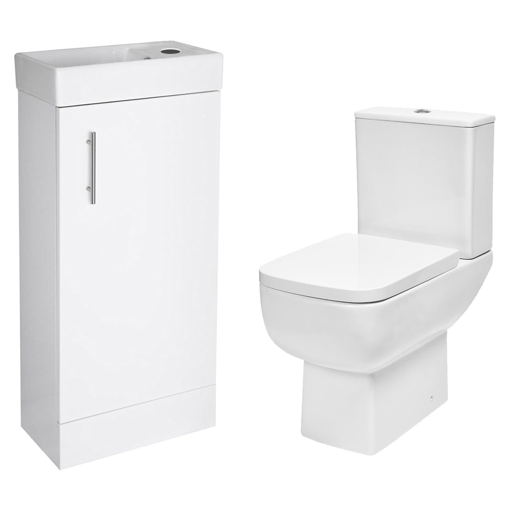 Bubly Bathrooms™ 400mm Gloss White Toilet & Vanity Unit Set with Dual Flush WC