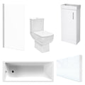 Modern Bathroom Suite with 1700x700mm Bath, Close Coupled WC & Gloss White Vanity Unit