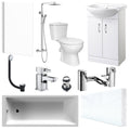Bubly Bathrooms™ Complete Modern Bathroom Suite: 1700mm Bath, 550mm Vanity Unit, WC, Thermostatic Shower & Chrome Taps