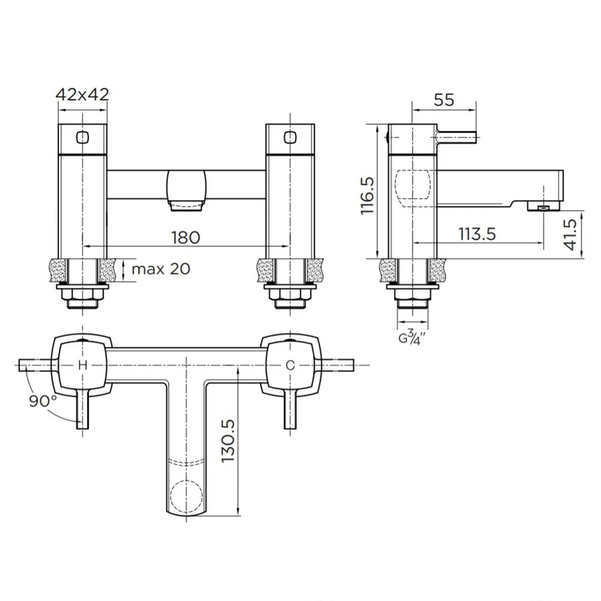 Bubly Bathroom Suite: 600mm Vanity, 1700mm Bath, WC, Thermostatic Shower & Chrome Taps
