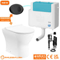 Bubly Bathrooms™ Rimless Back-to-Wall Toilet Set with D-Shape Pan & Concealed Cistern - Black Oval Flush Plate