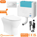 Bubly Bathrooms Rimless D-Shape Back to Wall Toilet & Concealed Dual Flush Cistern Set with Chrome Plate & Soft Close Seat