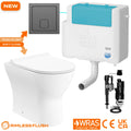 Bubly Bathrooms™ Rimless Back to Wall Toilet Set with Soft Close Seat & Gunmetal Square Flush Plate