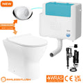 Bubly Bathrooms™ D-Shape Rimless Back to Wall Toilet & Concealed Cistern Set with Soft Close Seat & Chrome Oval Plate