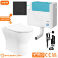 Bubly Bathrooms™ D-Shape Rimless Back To Wall Toilet & Concealed Dual Flush Cistern Set with Black Square Plate & Soft-Close Seat