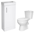 Bubly Bathrooms 400mm Gloss White Vanity Unit & Close Coupled WC Toilet Set with Dual Flush