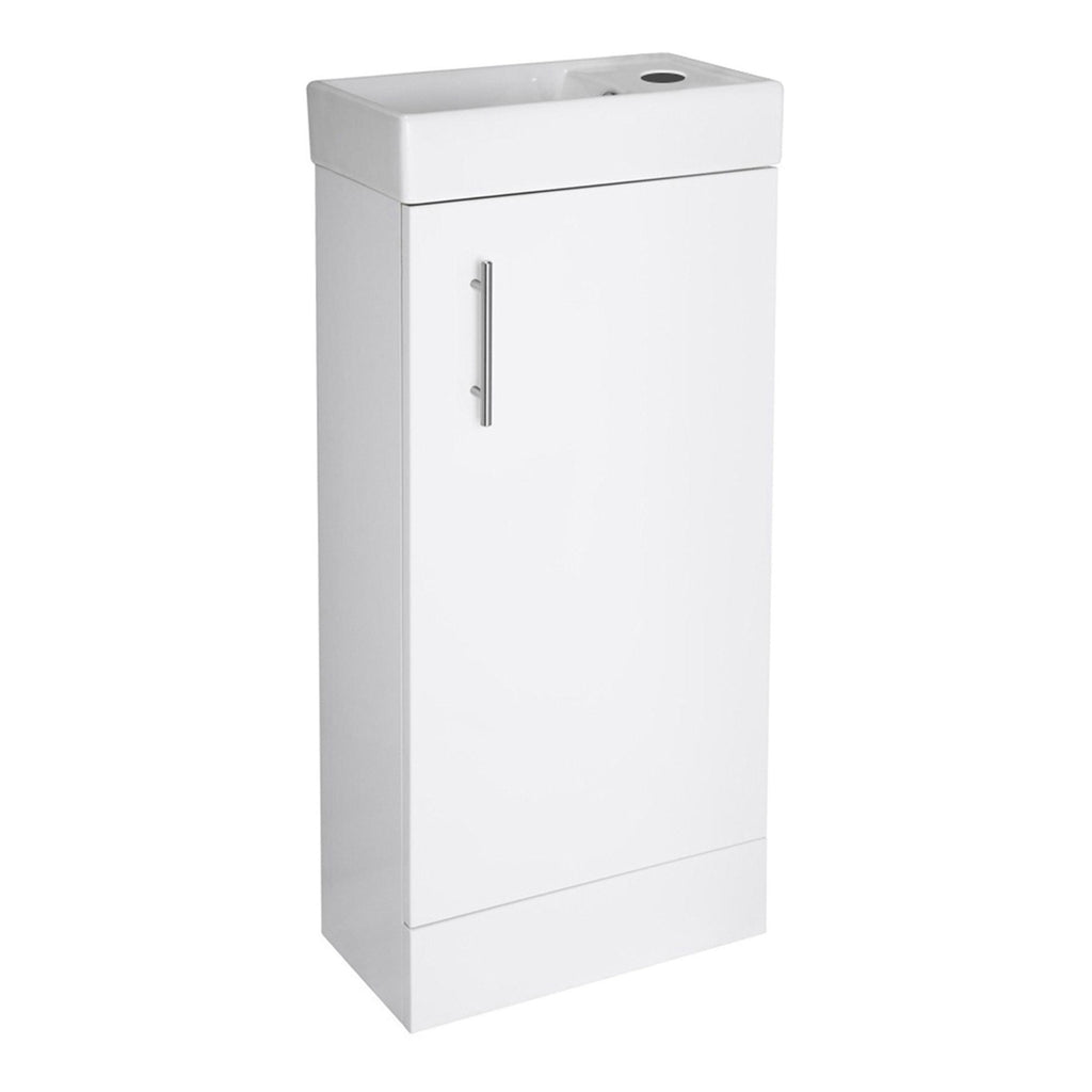 Bubly Bathrooms 400mm Gloss White Vanity Unit & Close Coupled WC Toilet Set with Dual Flush