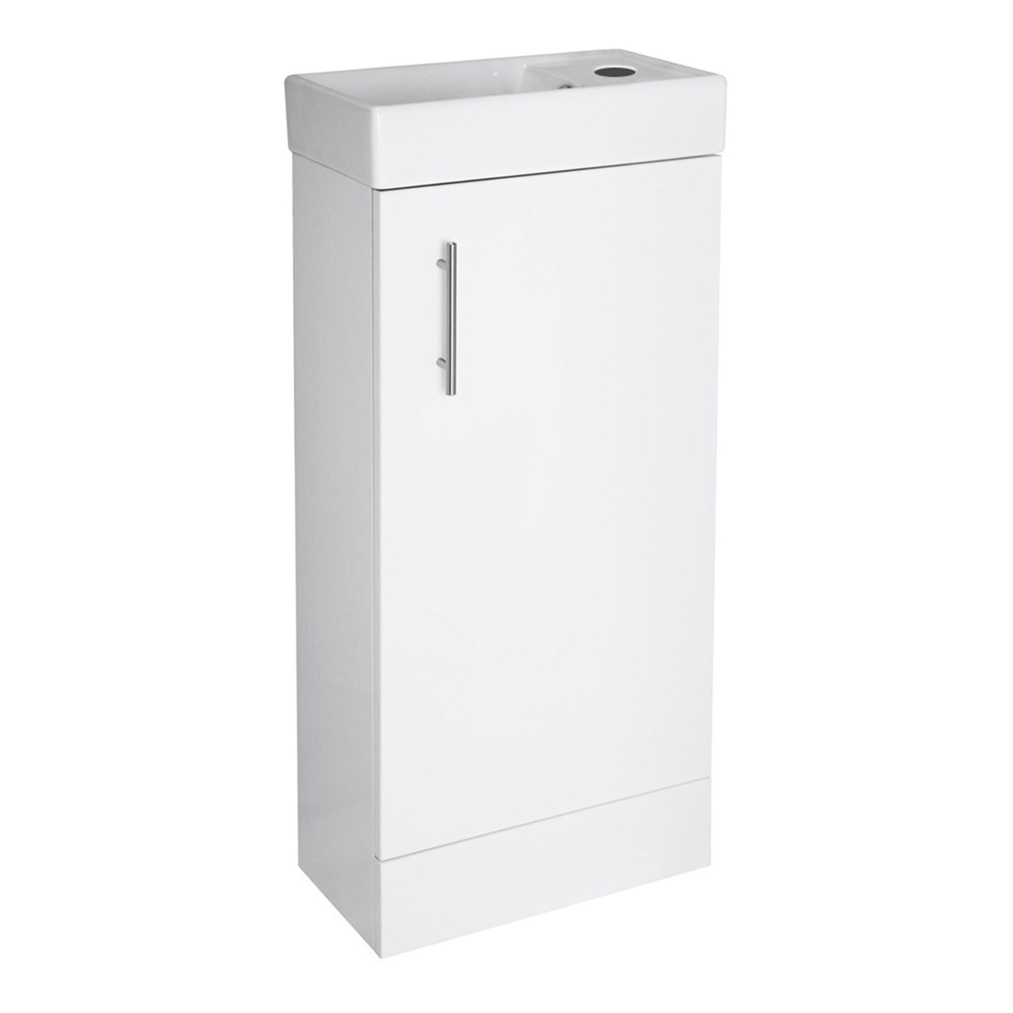 Bubly Bathrooms 400mm Gloss White Vanity Unit & Close Coupled WC Toilet Set with Dual Flush