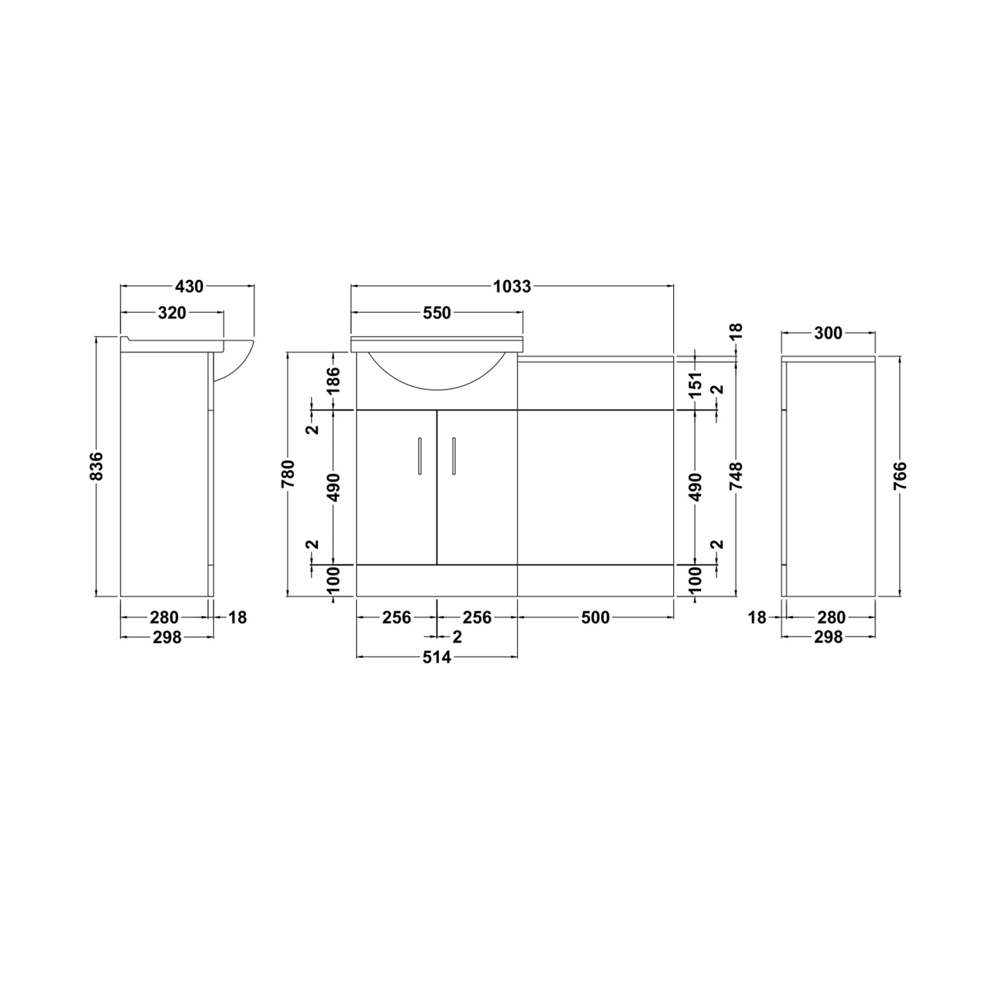 Bubly Bathrooms™ Saturn Furniture Set: Vanity Unit & Rimless Back to Wall Toilet, Soft Close, Matt Black Tap & Waste.