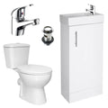 Bubly Bathrooms™ Compact 400mm Freestanding Vanity Unit, Close Coupled Toilet & Chrome Tap Set