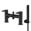 Modern Matt Black Blade Bath Shower Mixer Tap - Solid Brass Bath Mounted