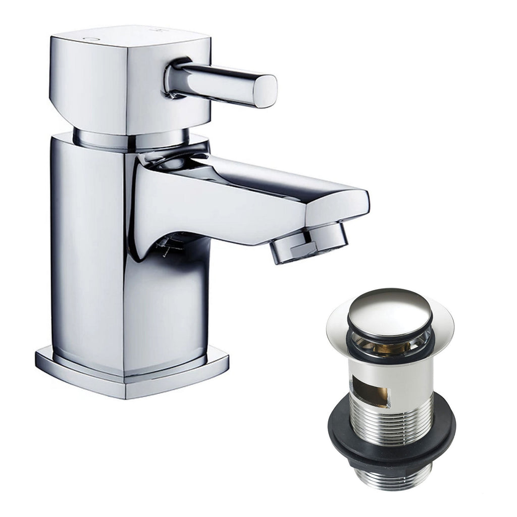 FNX Bathrooms 510mm Wall Hung Ceramic Cloakroom Basin Set with Chrome Mixer Tap & Bottle Trap