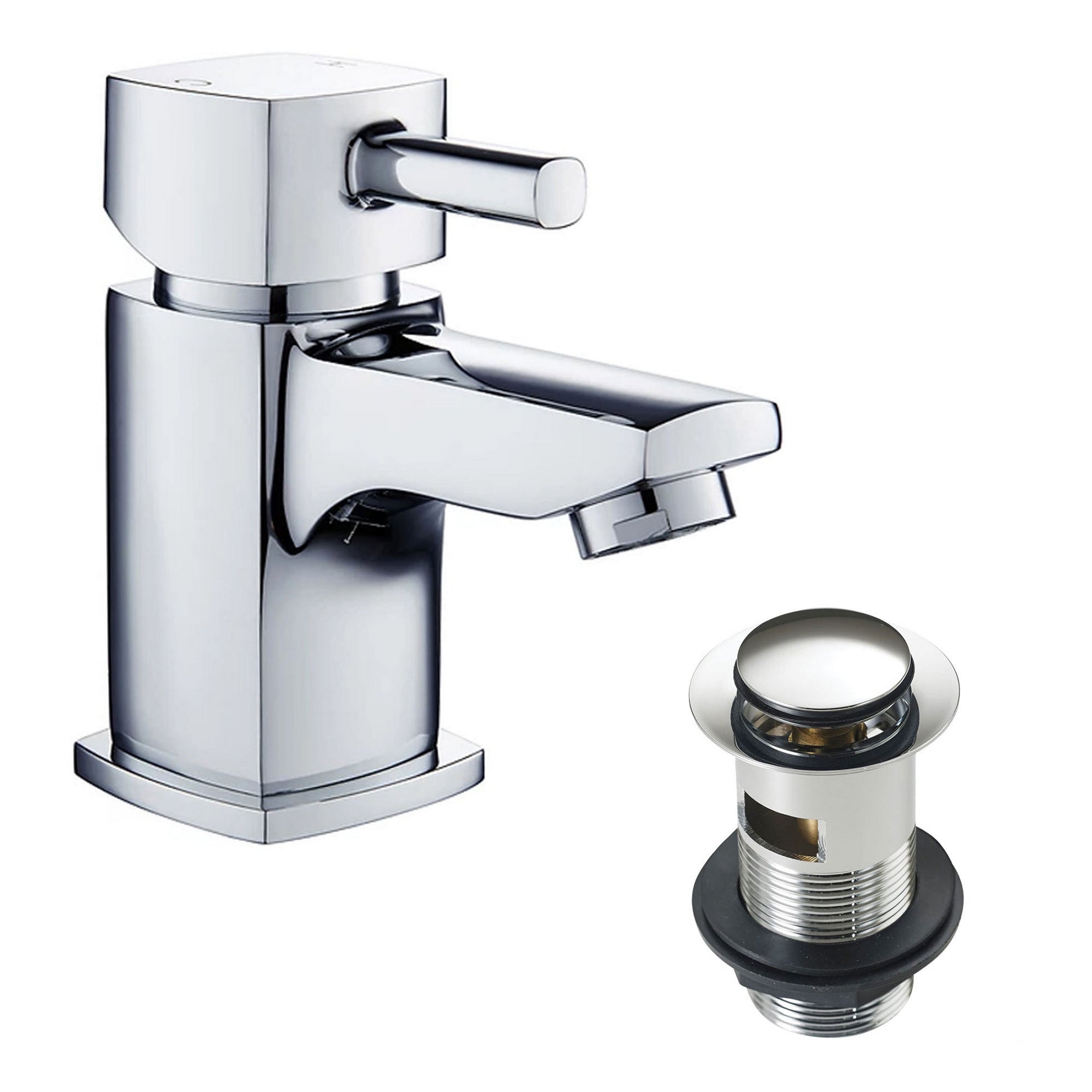 FNX Bathrooms 510mm Wall Hung Ceramic Cloakroom Basin Set with Chrome Mixer Tap & Bottle Trap