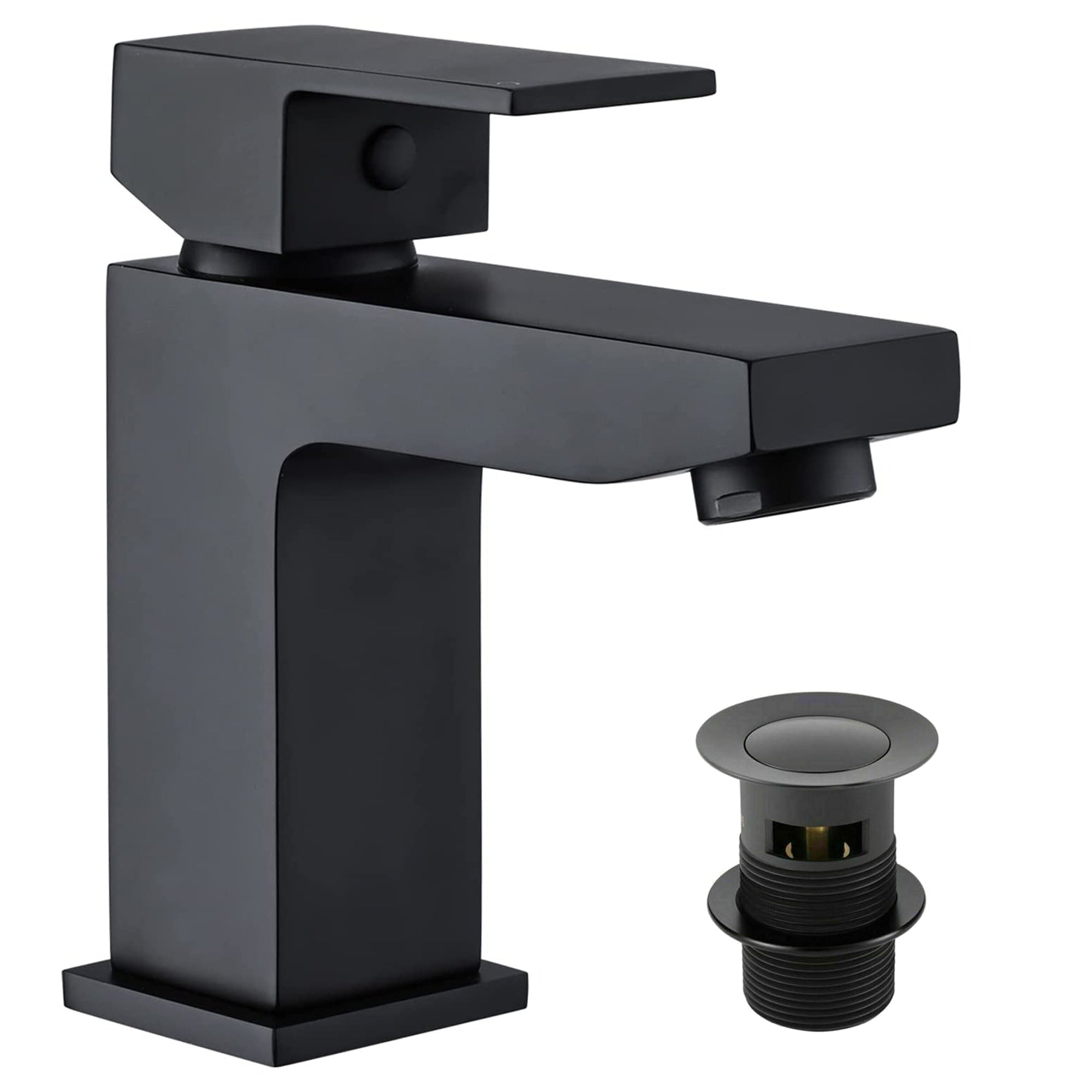 FNX Bathrooms 510mm Wall Hung Gloss White Ceramic Cloakroom Basin with Matt Black Mixer Tap & Bottle Trap Kit