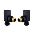 FNX Bathrooms Matt Black Square Angled Manual Radiator Valve Set - 15mm Compression & 1/2" BSP Thread