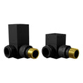 FNX Bathrooms Manual Square Corner Radiator Valve Set - 15mm Compression to 1/2" BSP - Matt Black Pair