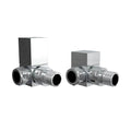 FNX Bathrooms Square Corner Manual Radiator Valve Set, 15mm x 1/2" BSP, Polished Chrome Brass