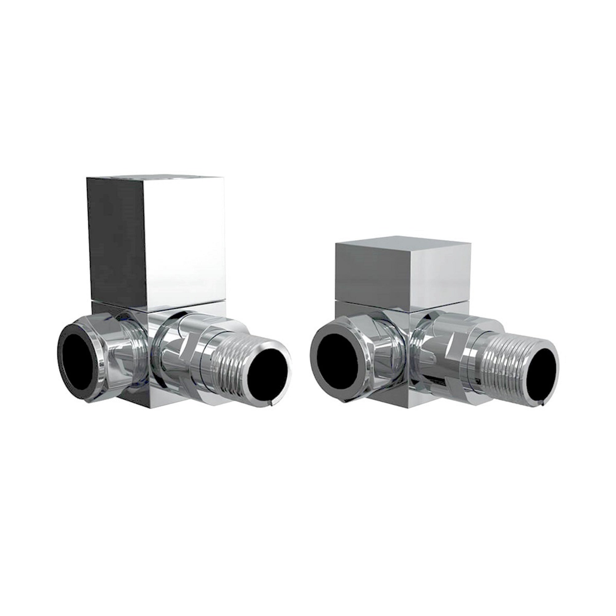 FNX Bathrooms Square Corner Manual Radiator Valve Set, 15mm x 1/2" BSP, Polished Chrome Brass