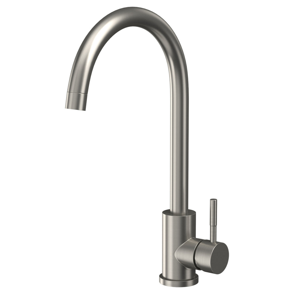 Kitchen Sink Tap Stainless Steel Single Hole Deck Mounted Brushed Steel Lever