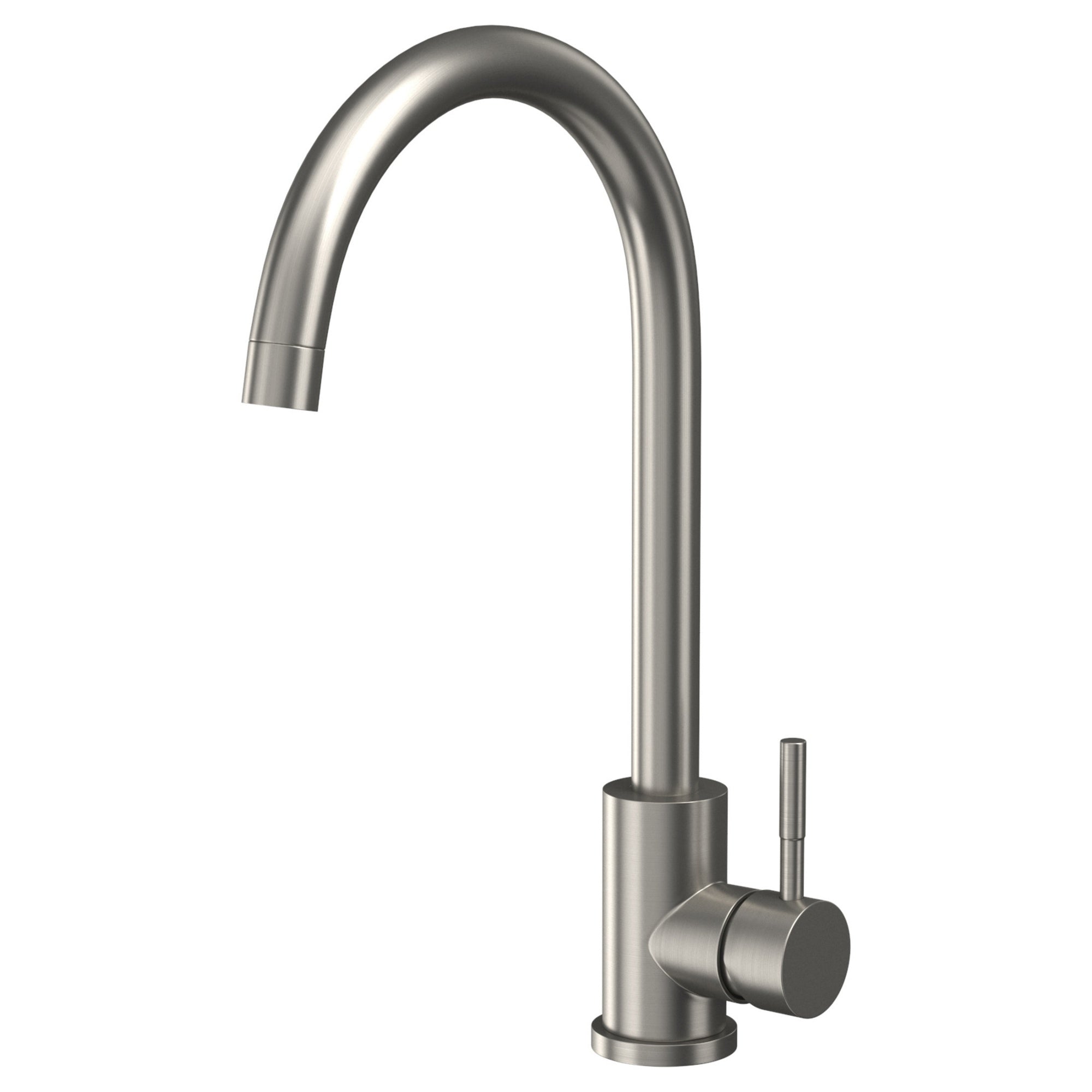 Kitchen Sink Tap Stainless Steel Single Hole Deck Mounted Brushed Steel Lever
