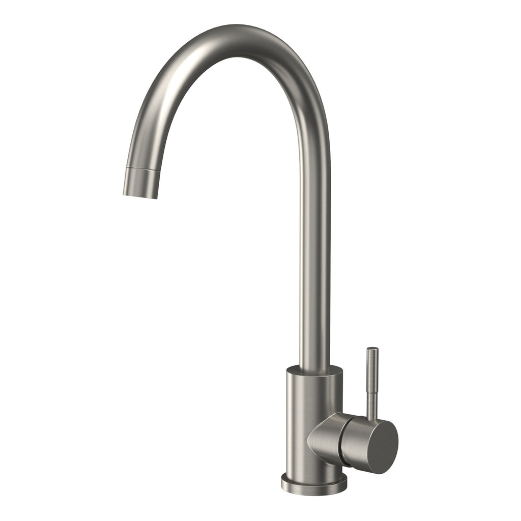 Kitchen Sink Tap Stainless Steel Single Hole Deck Mounted Brushed Steel Lever