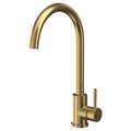 Kitchen Sink Tap Gold Single Hole Deck Mounted Brushed Brass Lever Swivel Spout